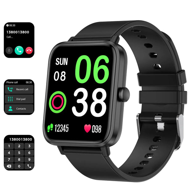 Smart Watch Full Touch Smart Watches for Android iOS Phones Compatible (Answer/Make Call) Smart Fitness Tracker Watch for Women Man Waterproof Smartwatch with Sleep/Heart Rate/sports/Step (Black)